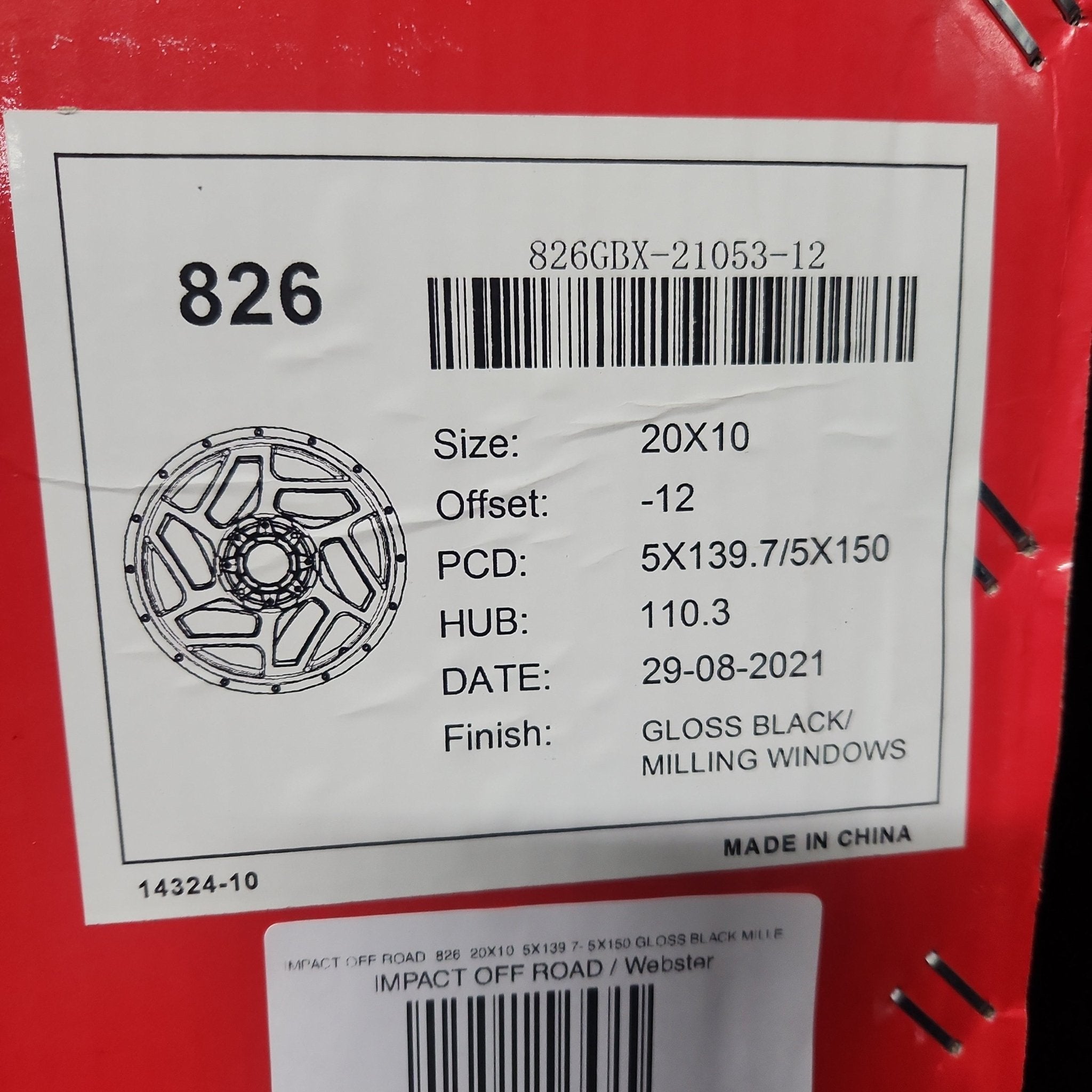 IMPACT OFF ROAD 826 20X10 5X139.7 - 5X150 GLOSS BLACK MILLE WINDOWS - Gun Hill Tire House (WTW - WHOLESALE TIRES & WHEELS)