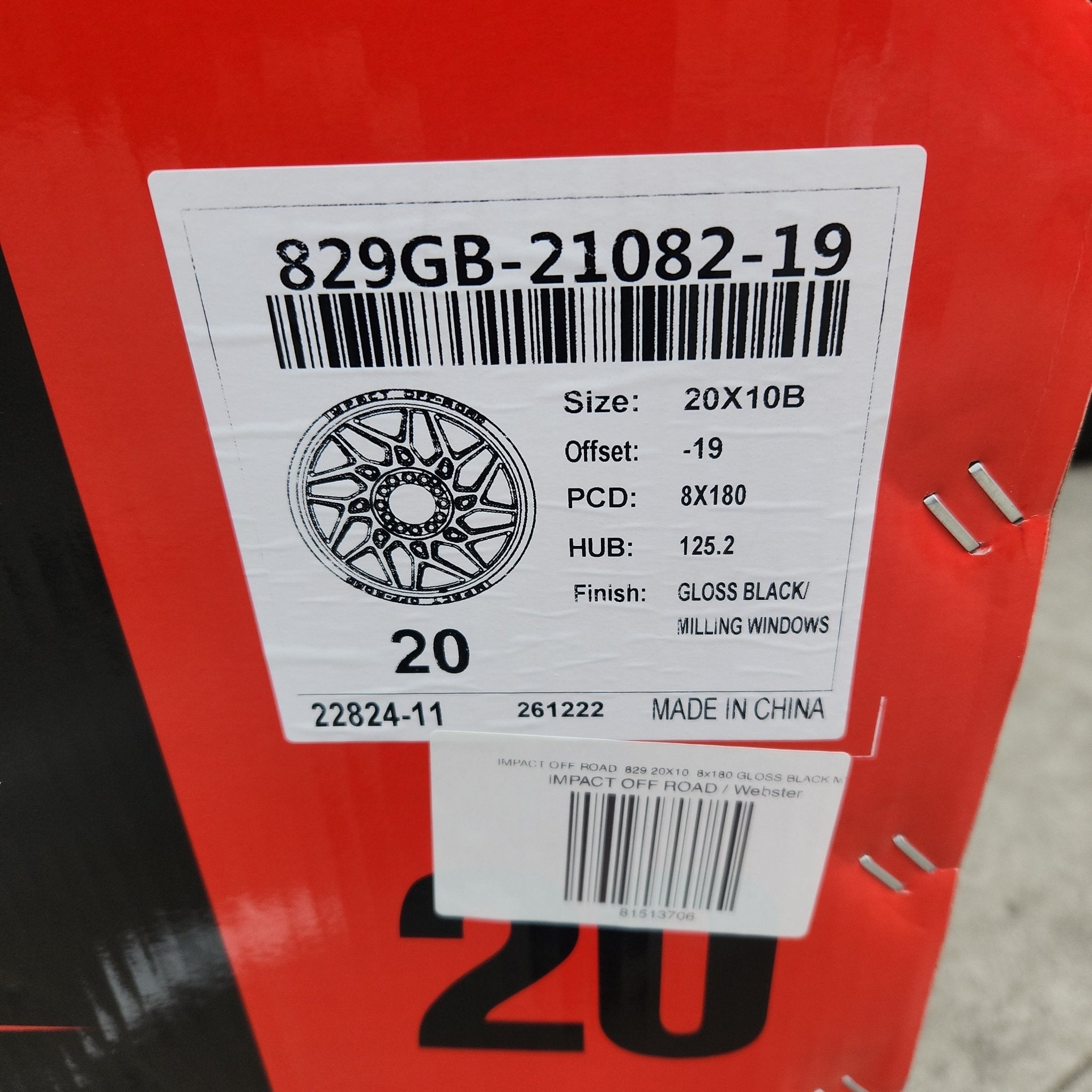 IMPACT OFF ROAD 829 20X10 8x180 GLOSS BLACK MW - Gun Hill Tire House (WTW - WHOLESALE TIRES & WHEELS)