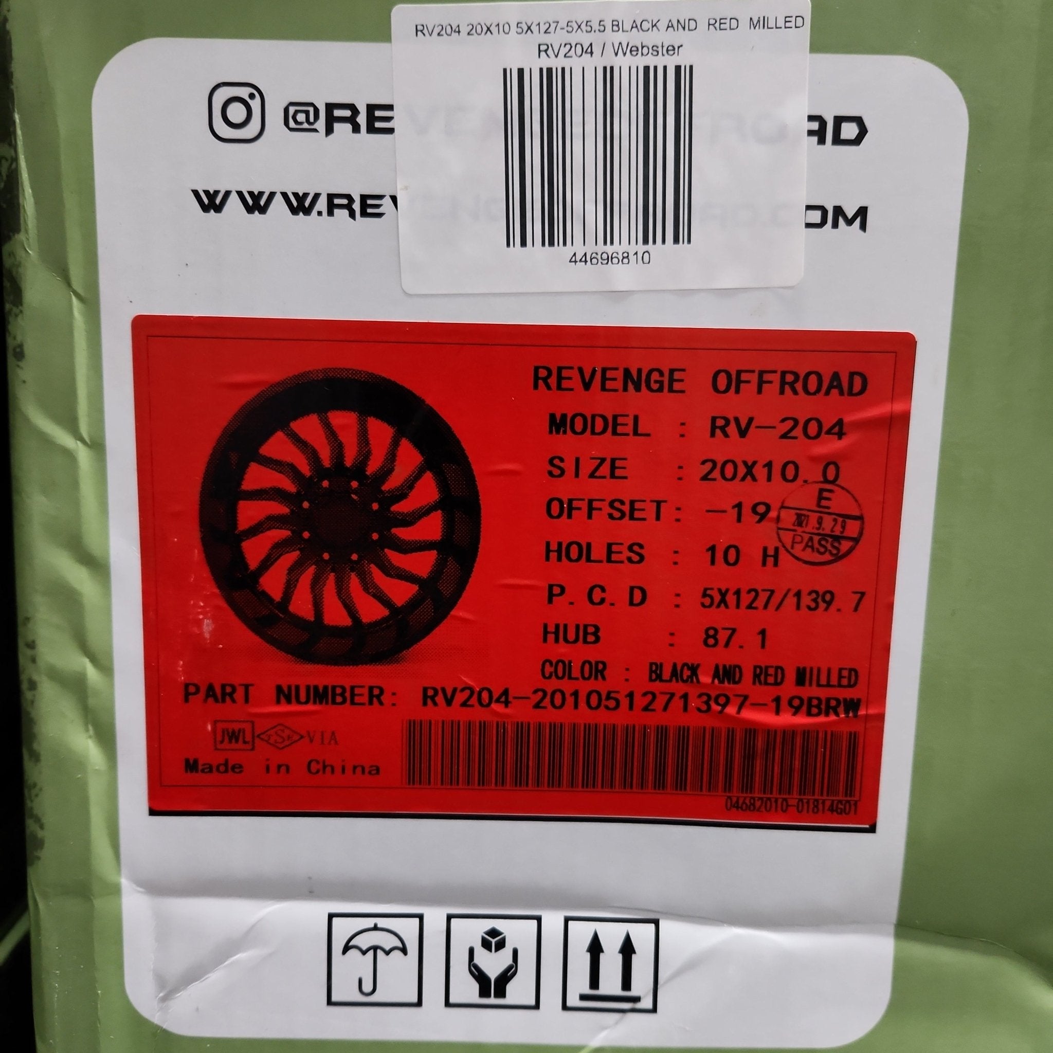 REVENGE RV - 204 20X10 5X127 / 5X139.7 BLACK AND RED MILLED - Gun Hill Tire House (WTW - WHOLESALE TIRES & WHEELS)