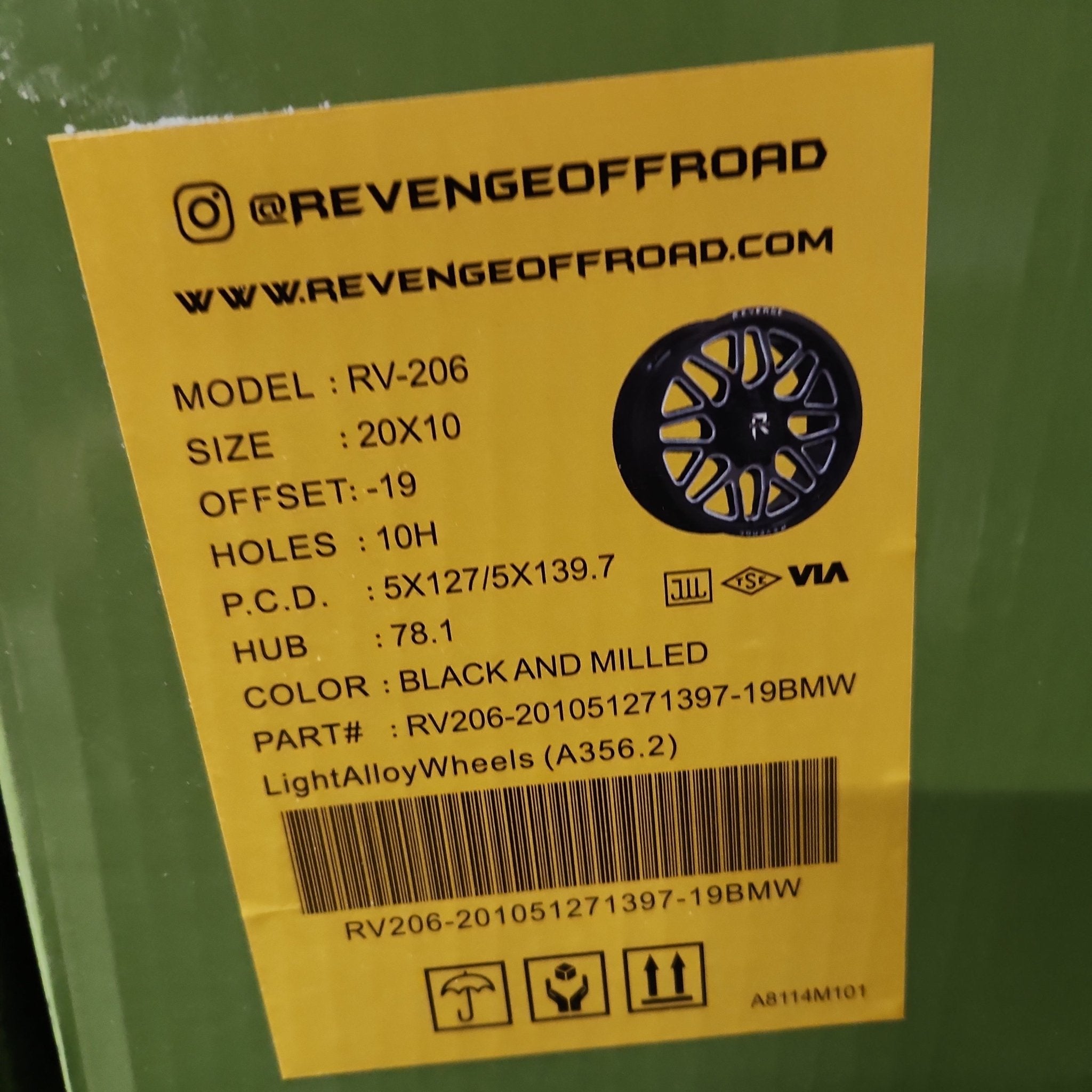 REVENGE RV - 206 20X10 5X127 - 5X139.7 BLACK MILLED - Gun Hill Tire House (WTW - WHOLESALE TIRES & WHEELS)