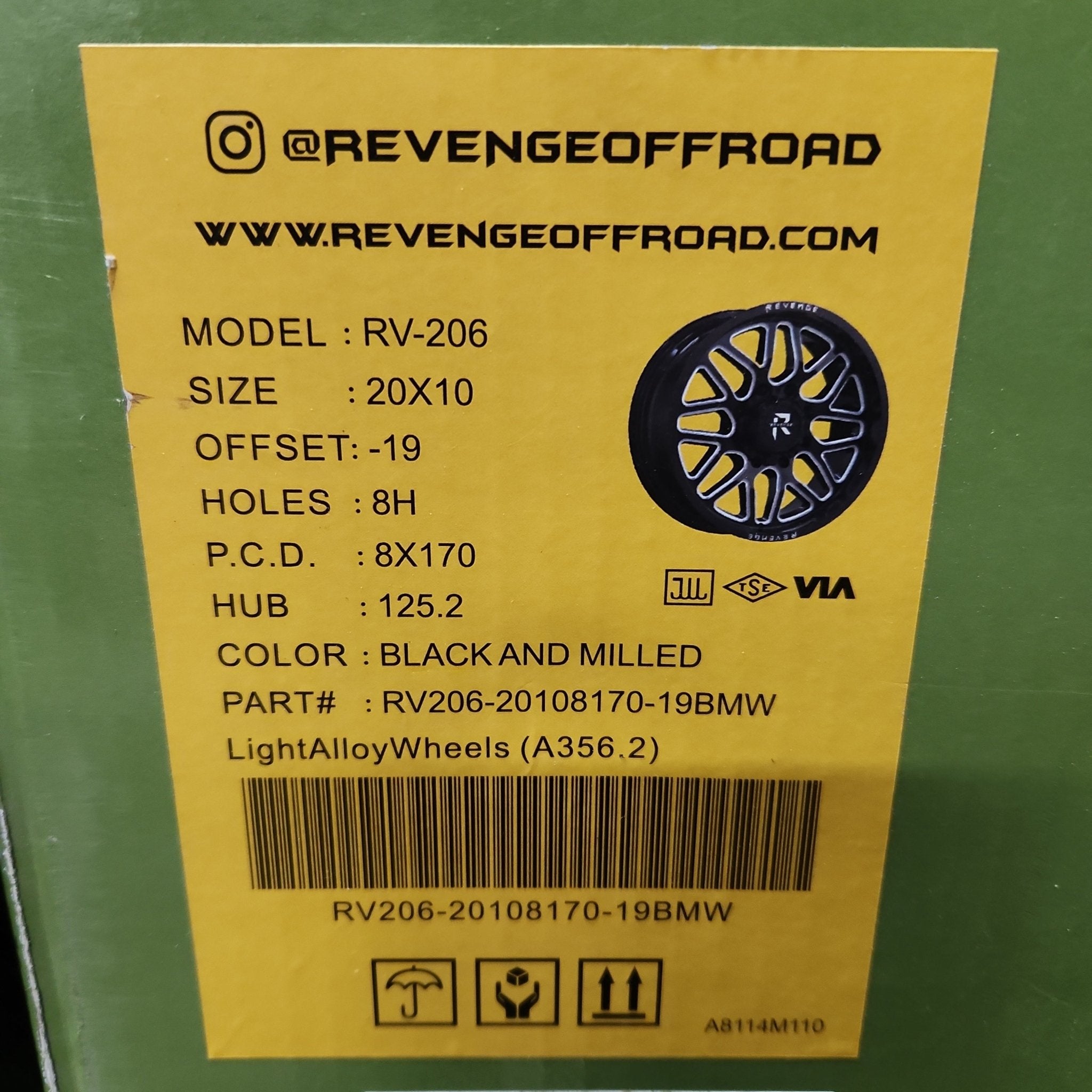 REVENGE RV - 206 20X10 8X170 BLACK MILLED - Gun Hill Tire House (WTW - WHOLESALE TIRES & WHEELS)