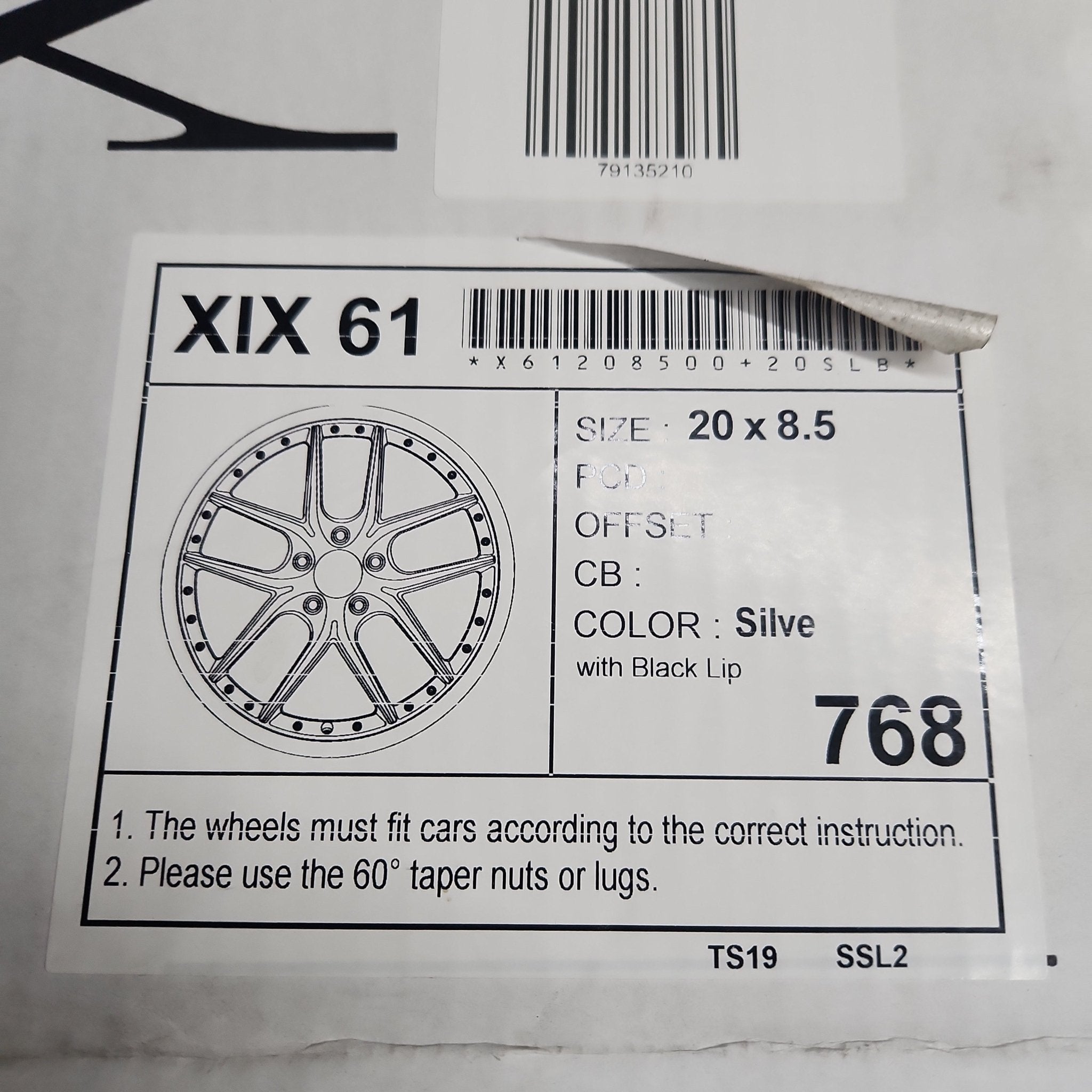XIX X61 20X8.5 BLANK SILVER WITH BLACK LIP - Gun Hill Tire House (WTW - WHOLESALE TIRES & WHEELS)