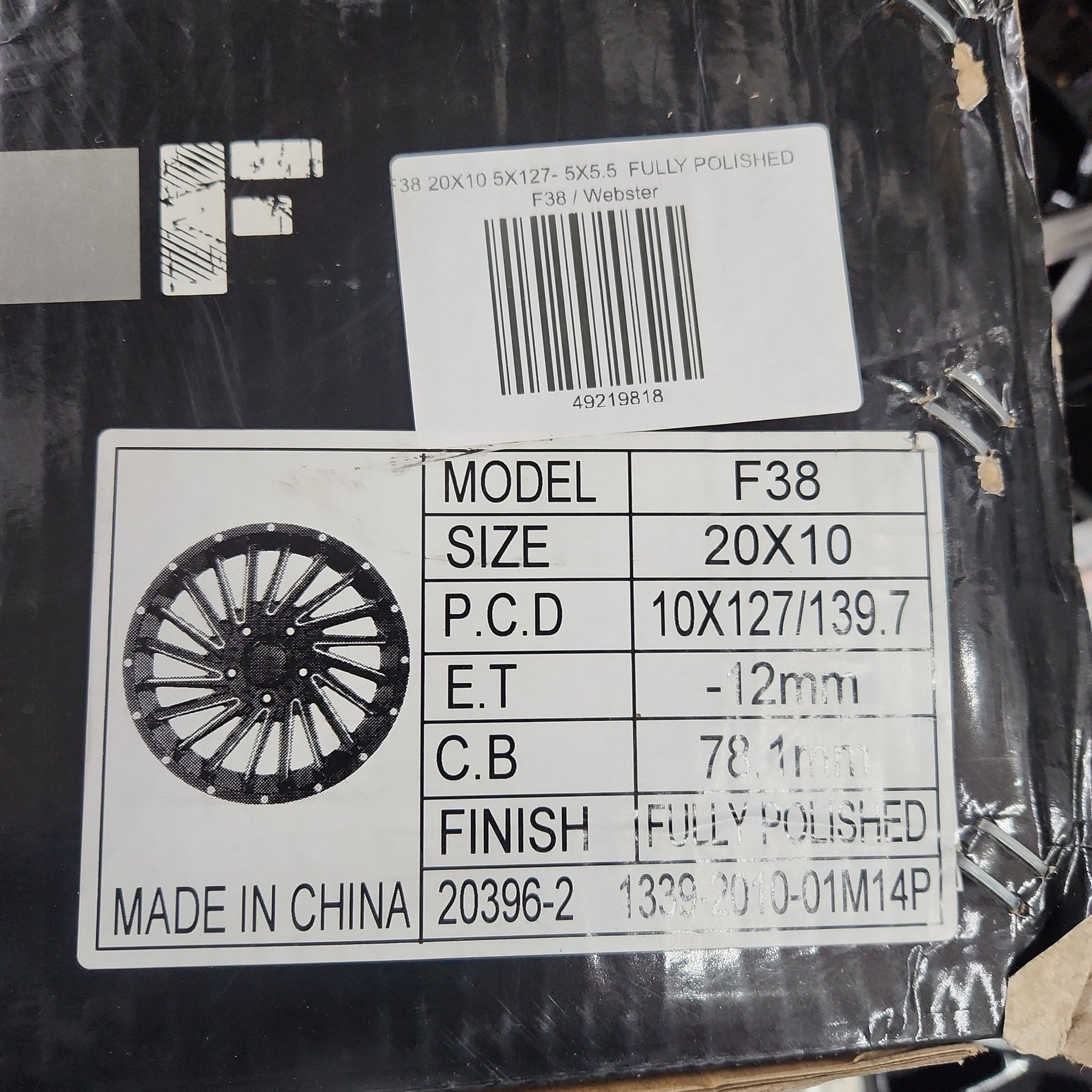 F38 20X10 5X127 - 5X5.5 FULLY POLISHED - Gun Hill Tire House (WTW - WHOLESALE TIRES & WHEELS)