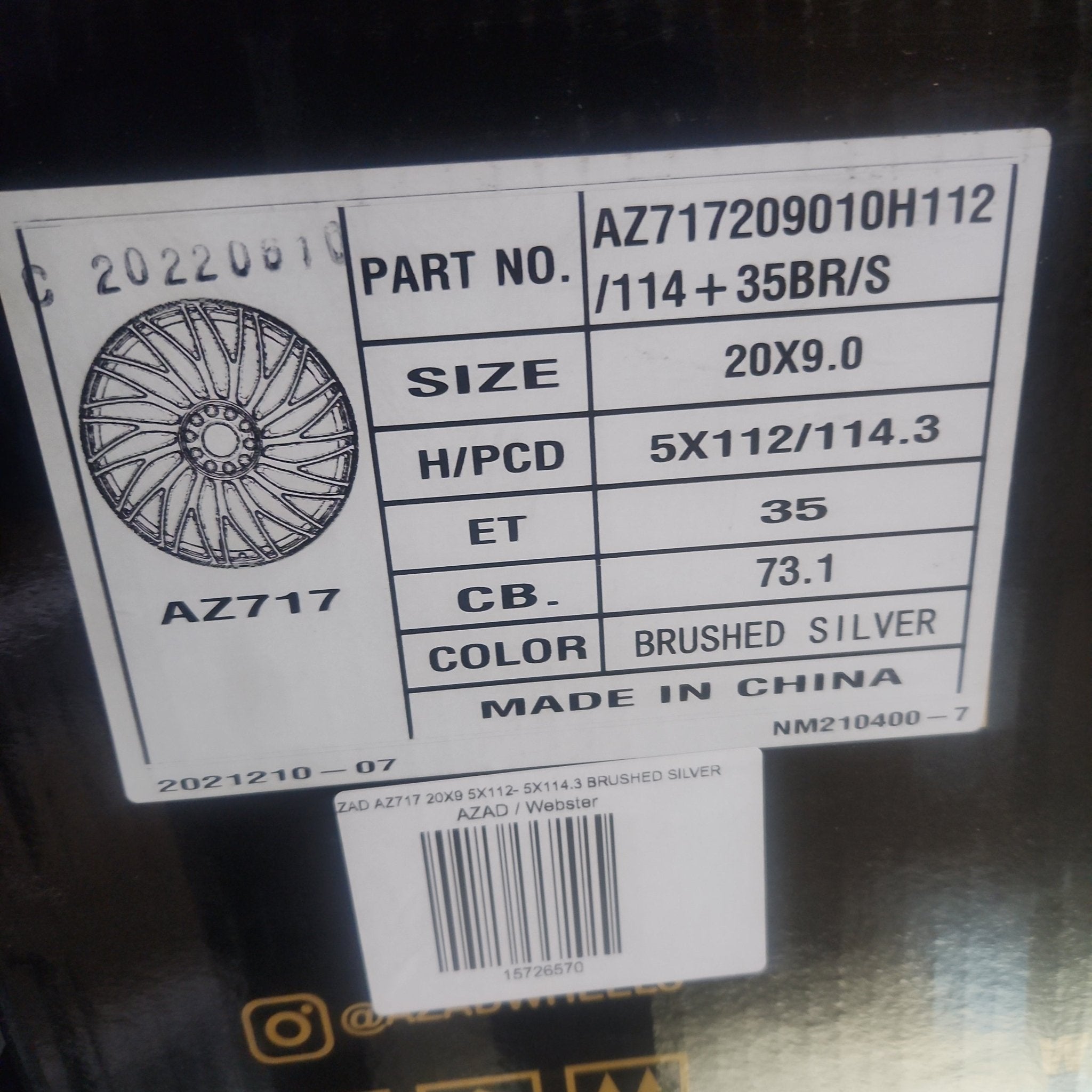 AZAD AZ717 20X9 5X112 - 5X114.3 BRUSHED SILVER - Gun Hill Tire House (WTW - WHOLESALE TIRES & WHEELS)