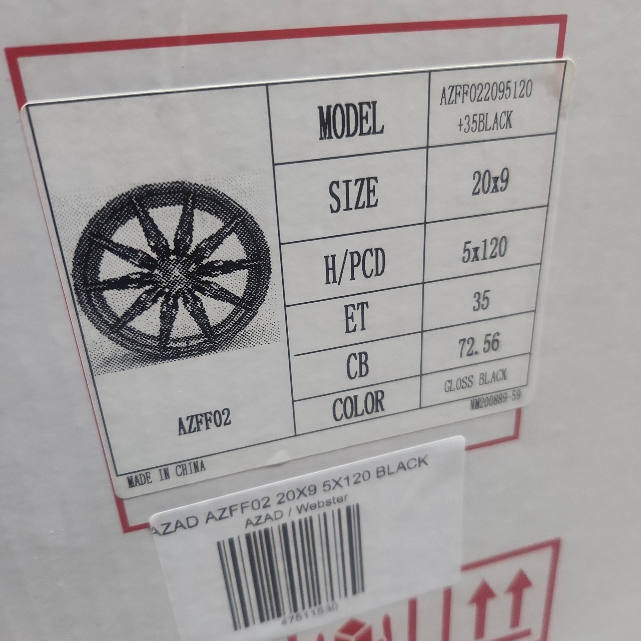 AZAD AZFF02 20X9 5X120 BLACK - Gun Hill Tire House (WTW - WHOLESALE TIRES & WHEELS)