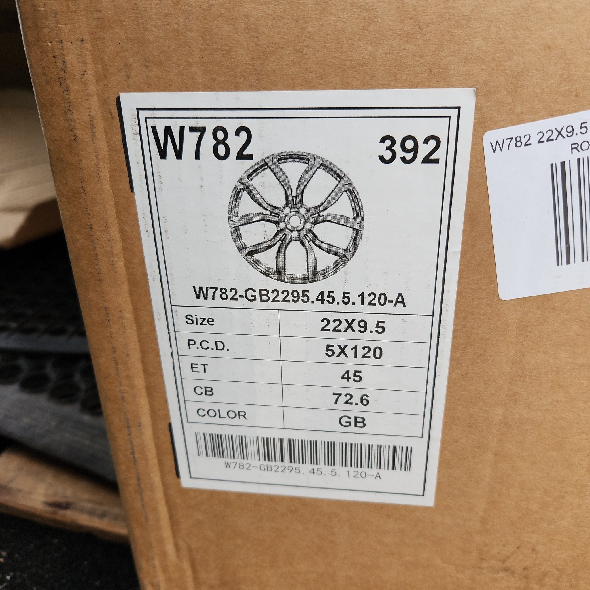 W782 22X9.5 5X120 GLOSS BLACK - Gun Hill Tire House (WTW - WHOLESALE TIRES & WHEELS)