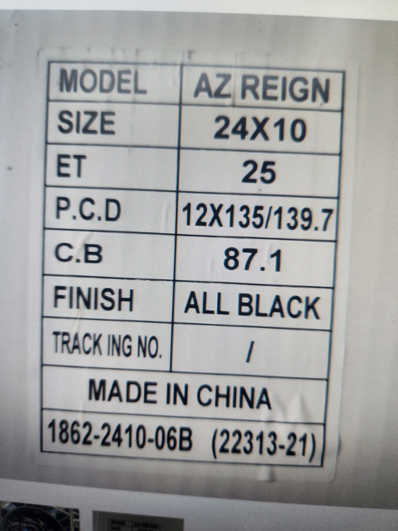 AZAD AZREIGN 24X10 6X135/ 6X139.7 GLOSS BLACK - Gun Hill Tire House (WTW - WHOLESALE TIRES & WHEELS)