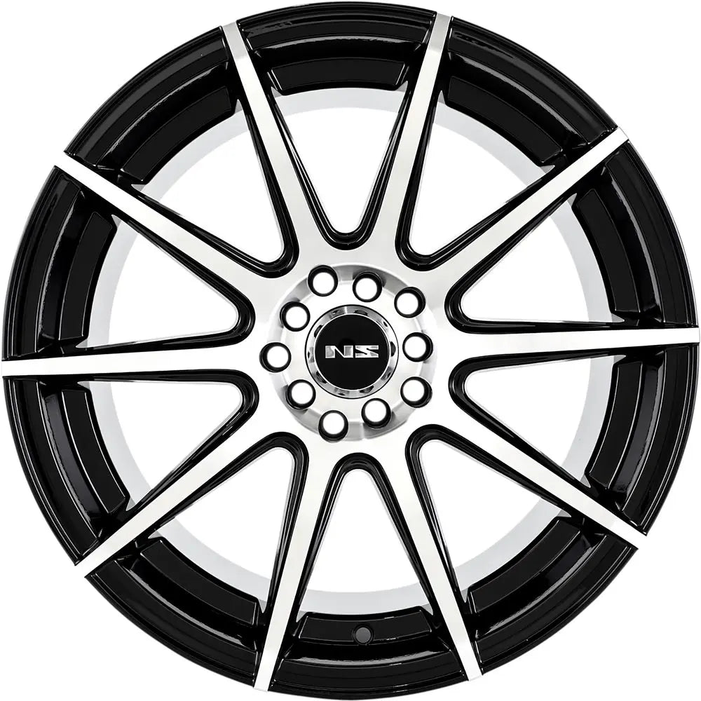NS 1501 17X7.5 5X100 - 5X4.5 BLACK MACHINED FACE - Gun Hill Tire House (WTW - WHOLESALE TIRES & WHEELS)
