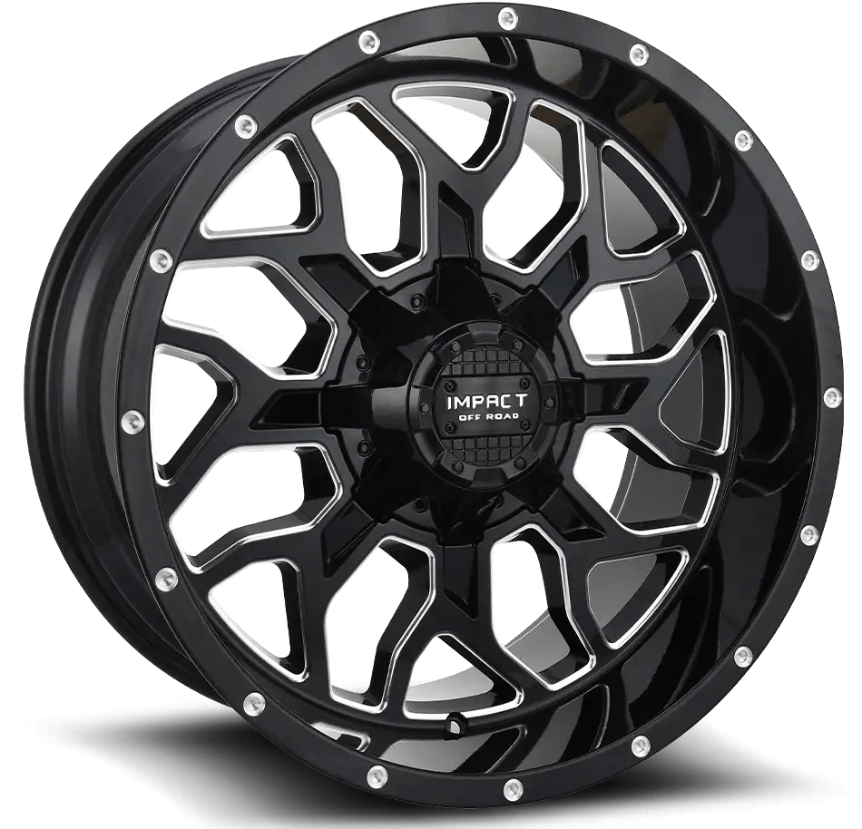IMPACT OFF ROAD 813 20X10 5x139.7 - 5X150 GLOSS BLACK MILLING WINDOWS - Gun Hill Tire House (WTW - WHOLESALE TIRES & WHEELS)