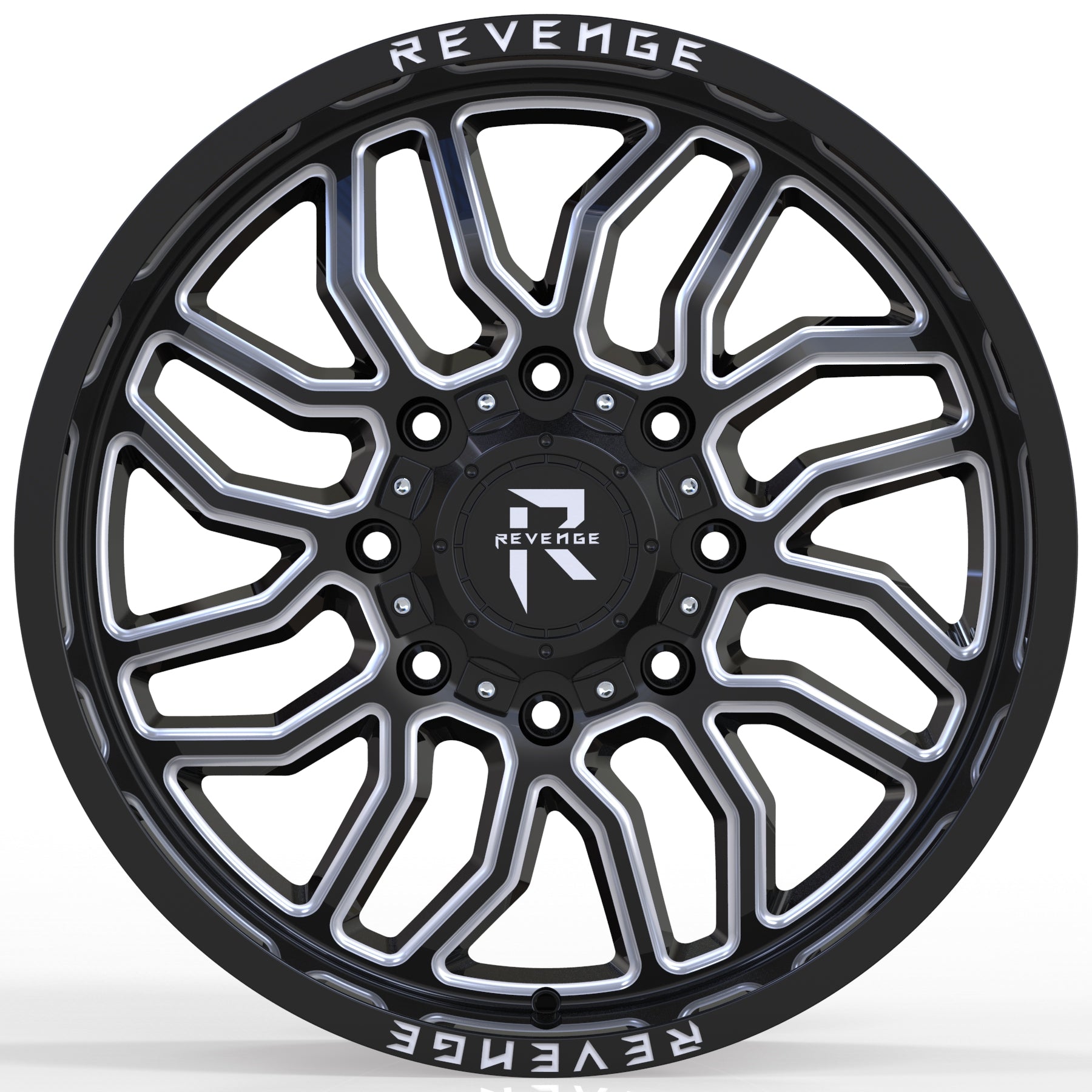REVENGE RV - 205 20X10 5X127 - 5X139.7 BLACK AND MILLED - Gun Hill Tire House (WTW - WHOLESALE TIRES & WHEELS)