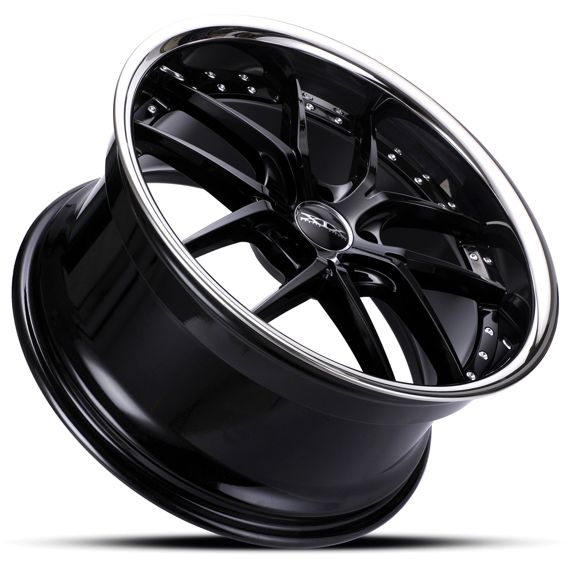 XIX X61 20X10 5X4.5 GLOSS BLACK WITH STAINLESS STEEL LIP - Gun Hill Tire House (WTW - WHOLESALE TIRES & WHEELS)