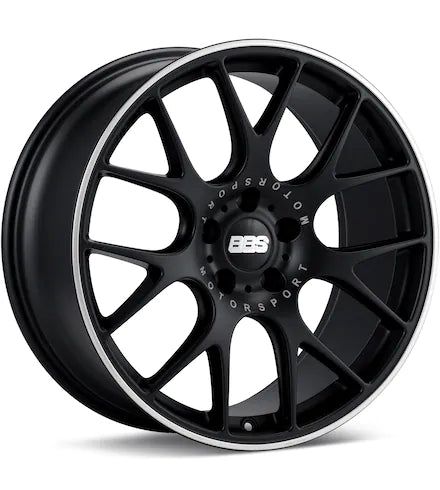 BBS CH - R BLACK W/POLISHED STAINLESS LIP - Gun Hill Tire House (WTW - WHOLESALE TIRES & WHEELS)
