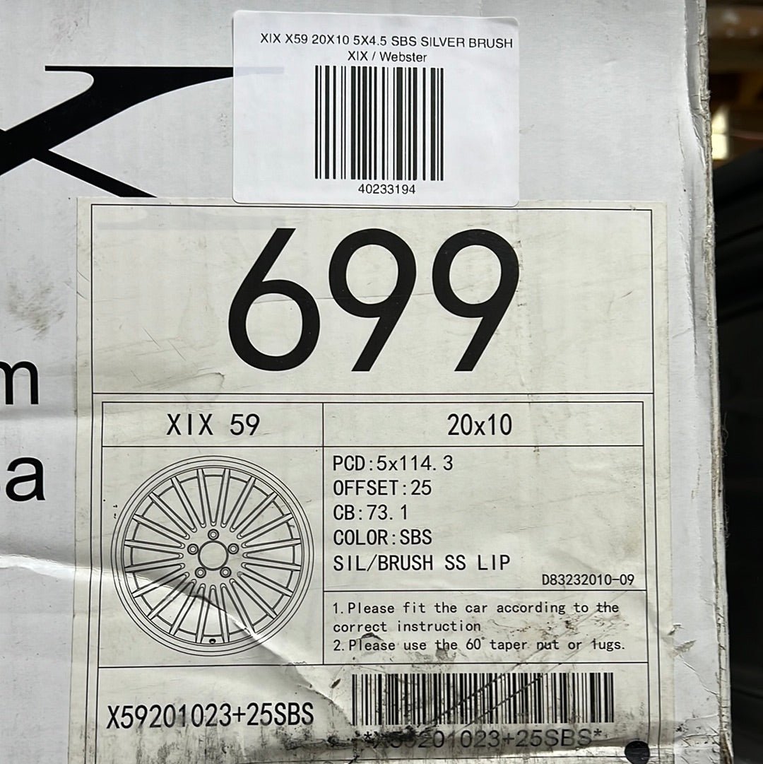 XIX X59 20X10 5X4.5 SBS SILVER BRUSH - Gun Hill Tire House (WTW - WHOLESALE TIRES & WHEELS)