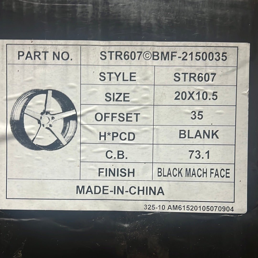 STR 607 20X10.5 BLANK BLACK MACHINE FACE - Gun Hill Tire House (WTW - WHOLESALE TIRES & WHEELS)