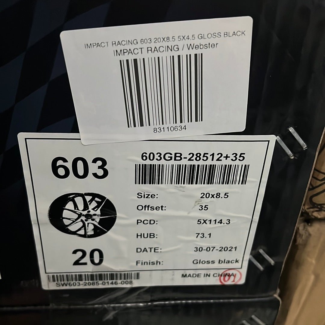 IMPACT RACING 603 20X8.5 5X4.5 GLOSS BLACK - Gun Hill Tire House (WTW - WHOLESALE TIRES & WHEELS)