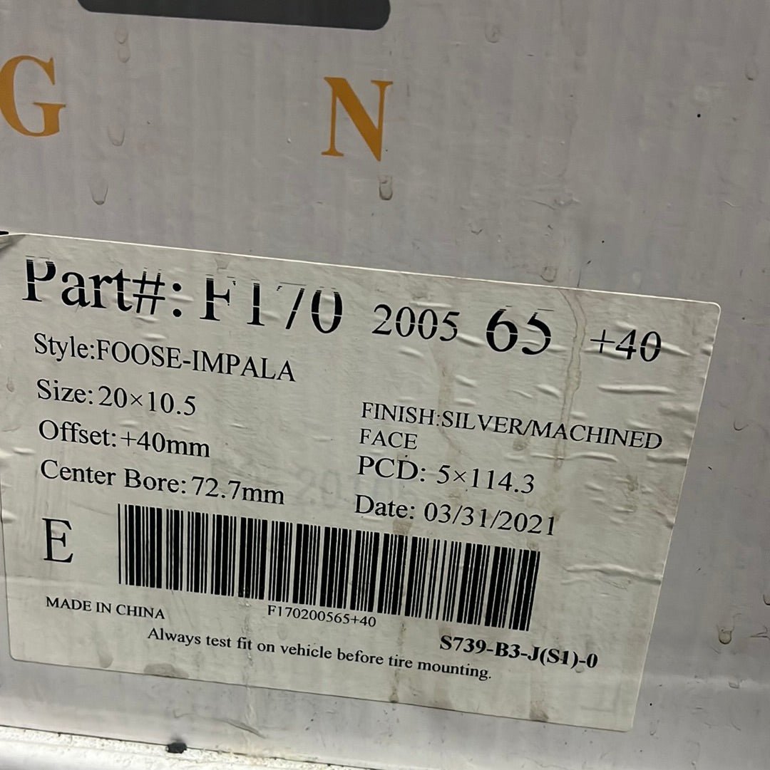 FOOSE IMPALA 20x10.5 5x4.5 SILVER MACHINED - Gun Hill Tire House (WTW - WHOLESALE TIRES & WHEELS)