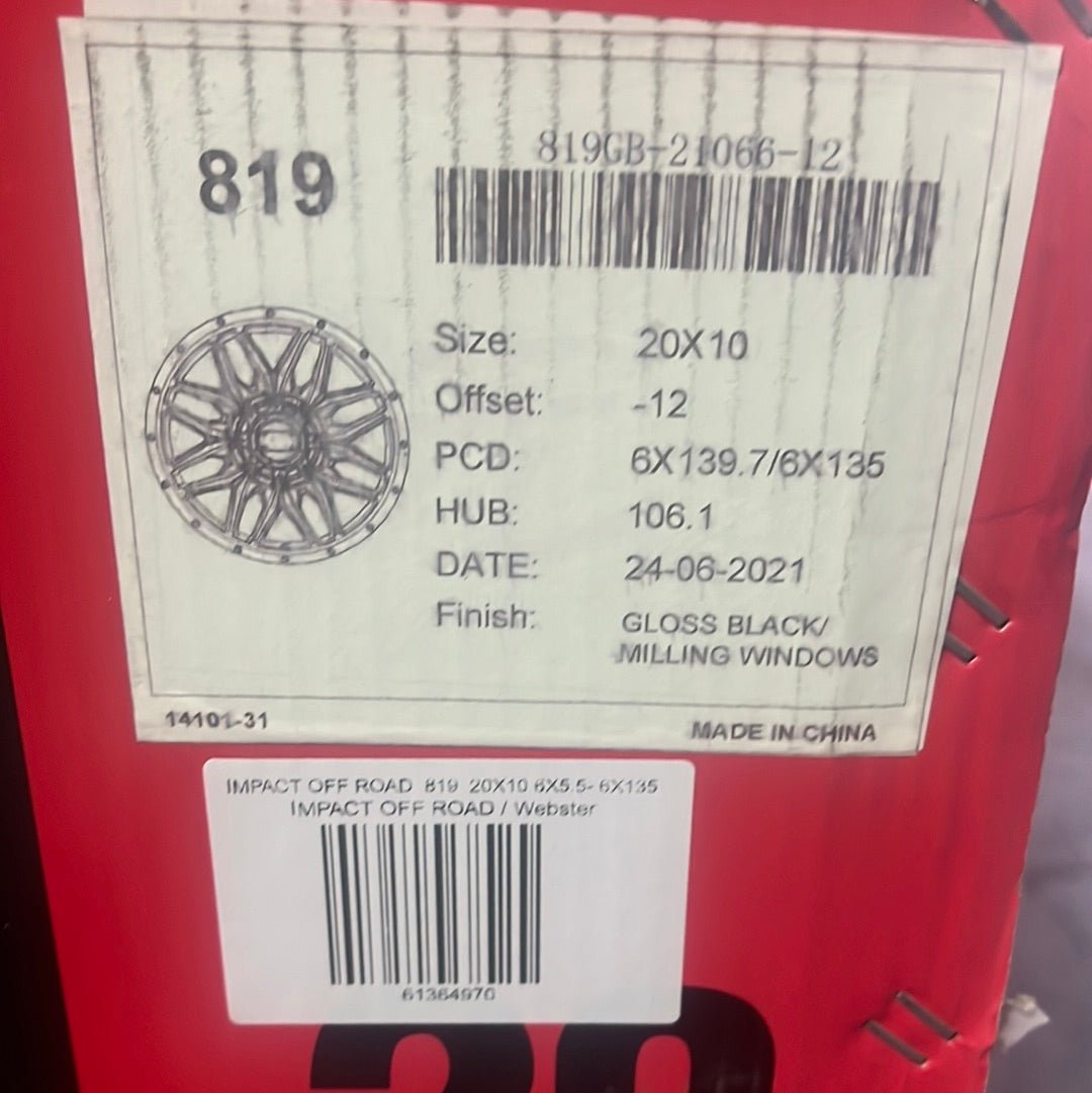IMPACT OFF ROAD 819 20X10 6X5.5 - 6X135 - Gun Hill Tire House (WTW - WHOLESALE TIRES & WHEELS)