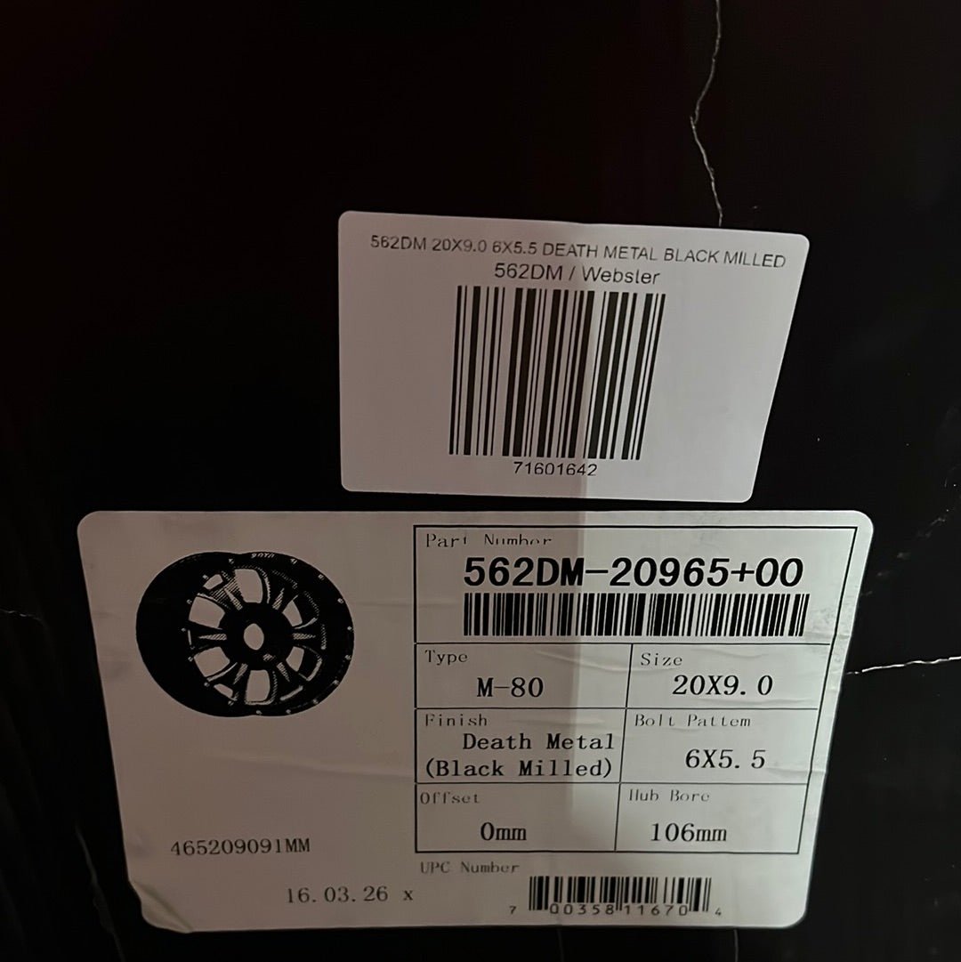 562DM 20X9.0 6X5.5 DEATH METAL BLACK MILLED - Gun Hill Tire House (WTW - WHOLESALE TIRES & WHEELS)