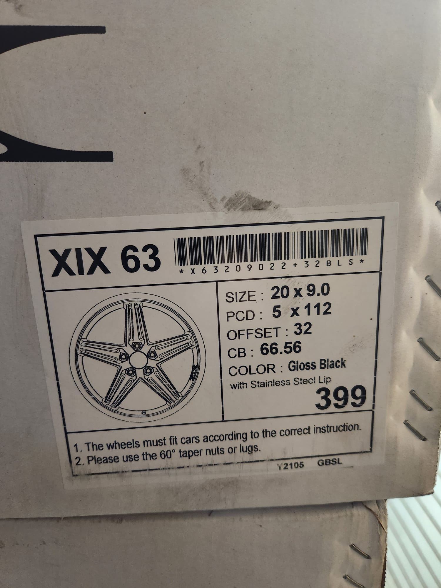 XIX X63 20x9 5x112 GLOSS BLACK - Gun Hill Tire House (WTW - WHOLESALE TIRES & WHEELS)
