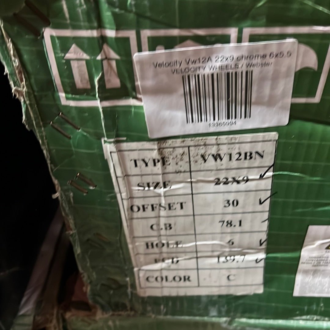 Velocity Vw12A 22x9 chrome 6x5.5 - Gun Hill Tire House (WTW - WHOLESALE TIRES & WHEELS)