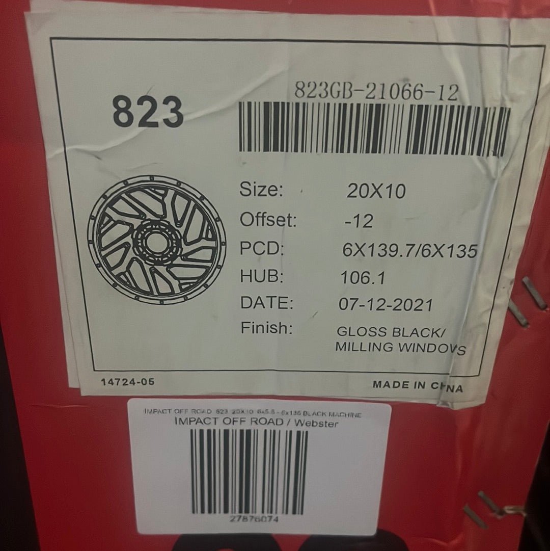 IMPACT OFF ROAD 823 20X10 6x5.5 - 6x135 BLACK MACHINED MILLING WINDOWS - Gun Hill Tire House (WTW - WHOLESALE TIRES & WHEELS)
