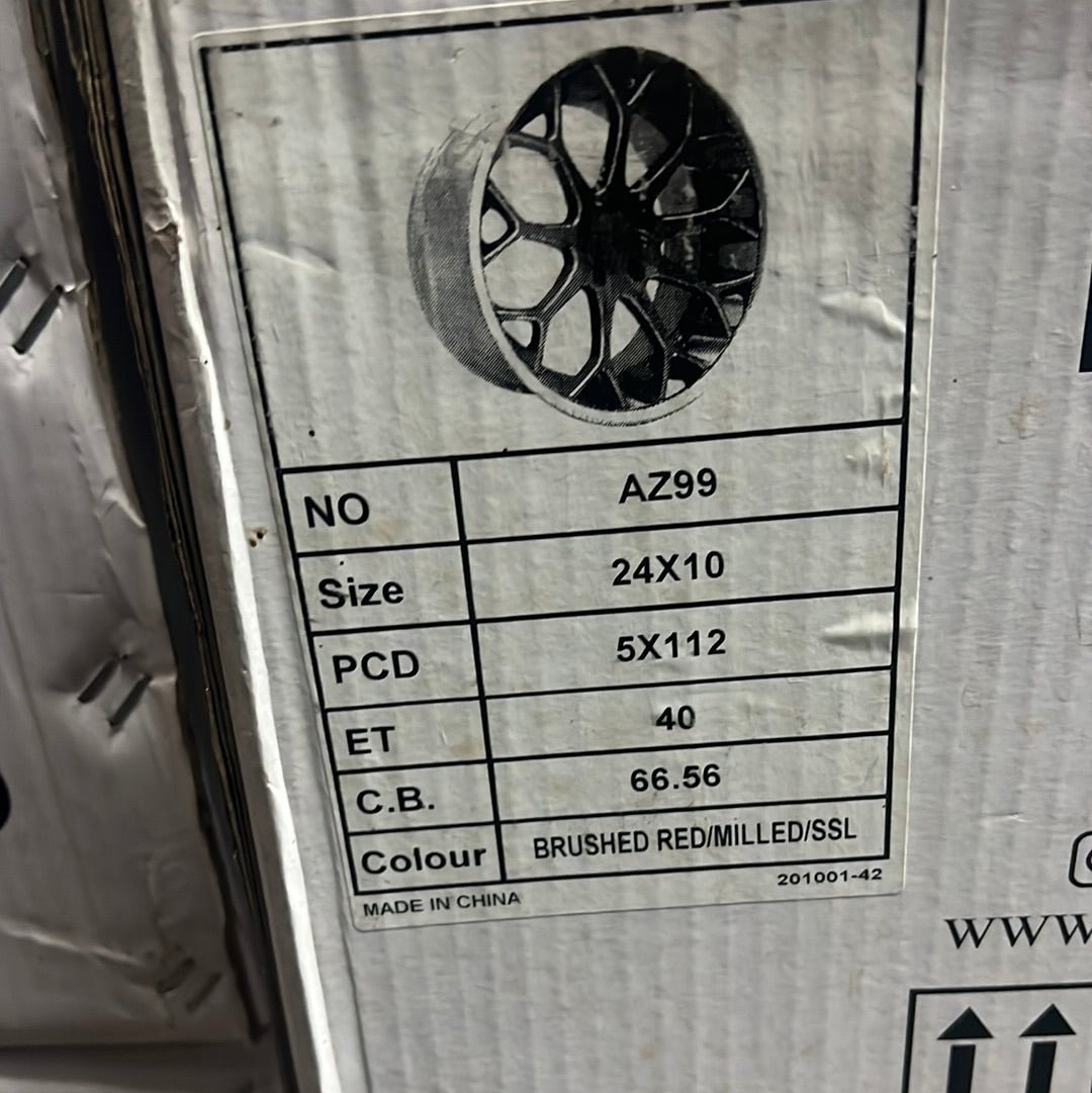 AZAD AZ99 24x10 5x112 BRUSHED RED MILLED SSL - Gun Hill Tire House (WTW - WHOLESALE TIRES & WHEELS)