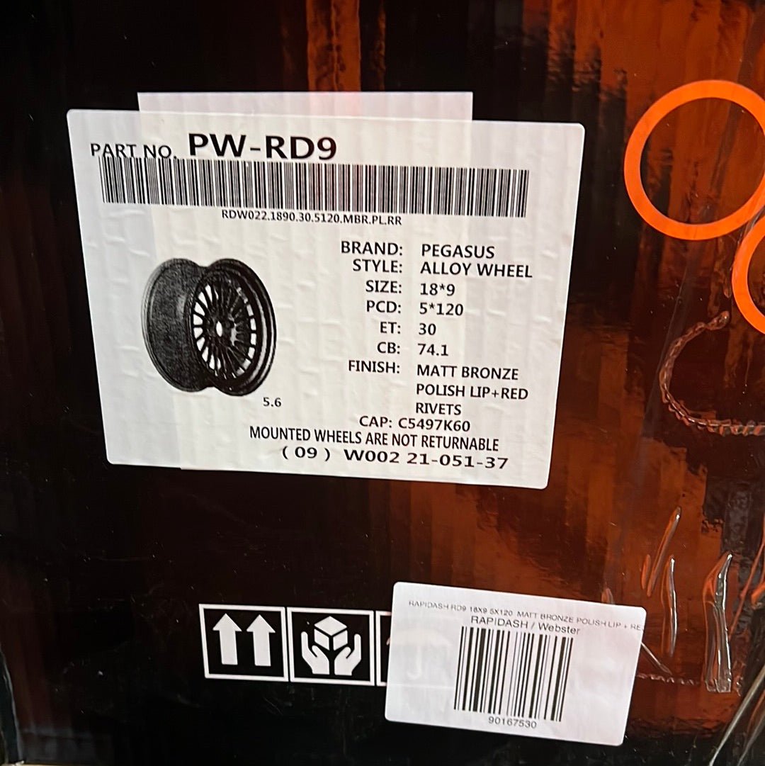 RAPIDASH RD9 18X9 5X120 MATT BRONZE POLISH LIP + RED - Gun Hill Tire House (WTW - WHOLESALE TIRES & WHEELS)