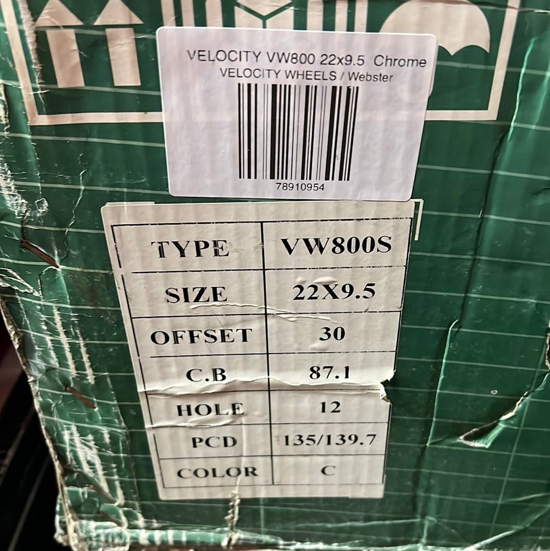 VELOCITY VW800 22x9.5 6x135 6x5.5 Chrome - Gun Hill Tire House (WTW - WHOLESALE TIRES & WHEELS)