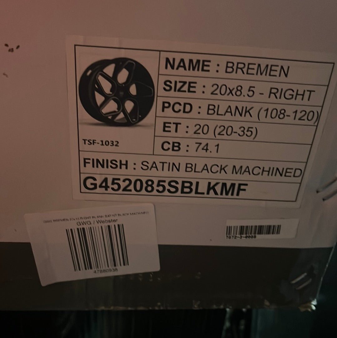 GWG BREMEN 20x10 RIGHT BLANK SATINT BLACK MACHINED - Gun Hill Tire House (WTW - WHOLESALE TIRES & WHEELS)