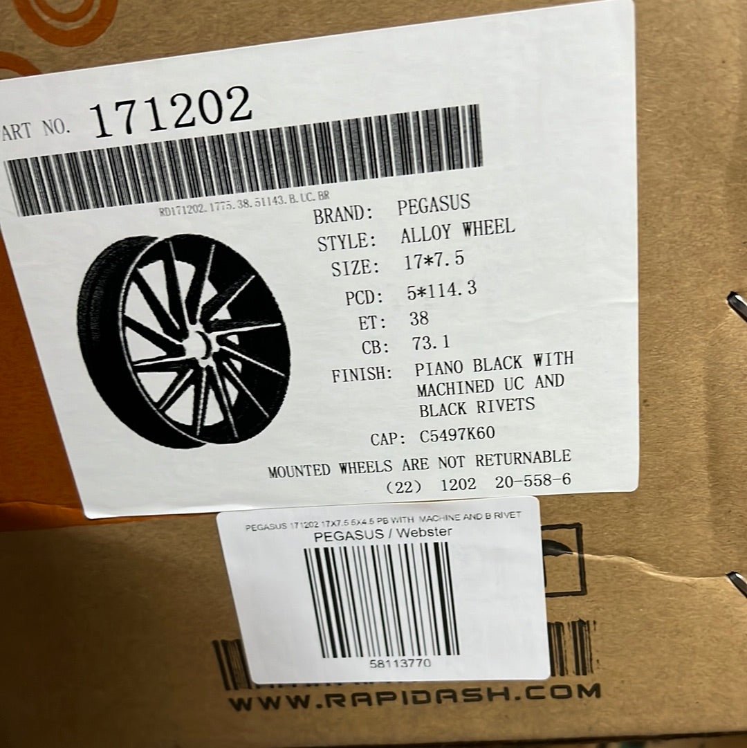 PEGASUS 171202 17X7.5 5X4.5 PB WITH MACHINE AND B RIVET - Gun Hill Tire House (WTW - WHOLESALE TIRES & WHEELS)