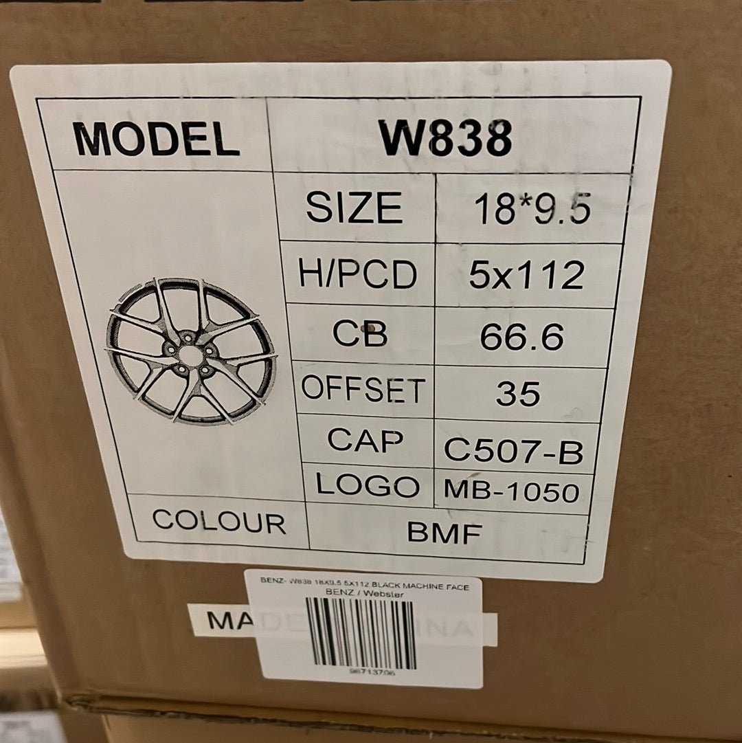 WHEELS - W838 18X9.5 5X112 BLACK MACHINE FACE - Gun Hill Tire House (WTW - WHOLESALE TIRES & WHEELS)