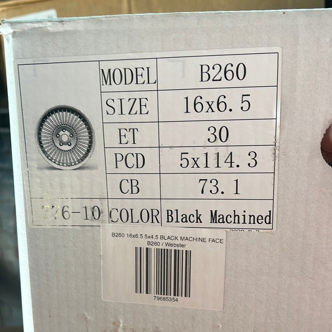 B260 16x6.5 5x4.5 BLACK MACHINE FACE - Gun Hill Tire House (WTW - WHOLESALE TIRES & WHEELS)