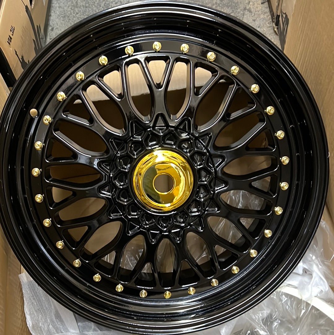 UNLEASH - WHEELS RBM1 19X8.5 5X4.5/ 5X120 B+GOLD RIVETS - Gun Hill Tire House (WTW - WHOLESALE TIRES & WHEELS)