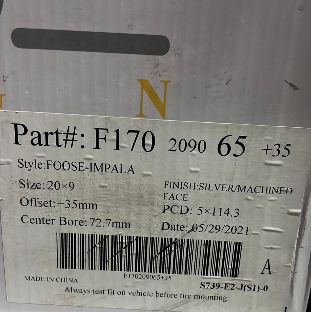 FOOSE IMPALA 20x9 5x4.5 SILVER MACHINED - Gun Hill Tire House (WTW - WHOLESALE TIRES & WHEELS)