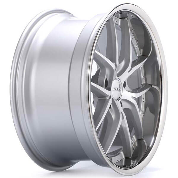 XIX X61 20X8.5 5X120 SILVER MACHINED WITH STAINLESS STEEL LIP - Gun Hill Tire House (WTW - WHOLESALE TIRES & WHEELS)